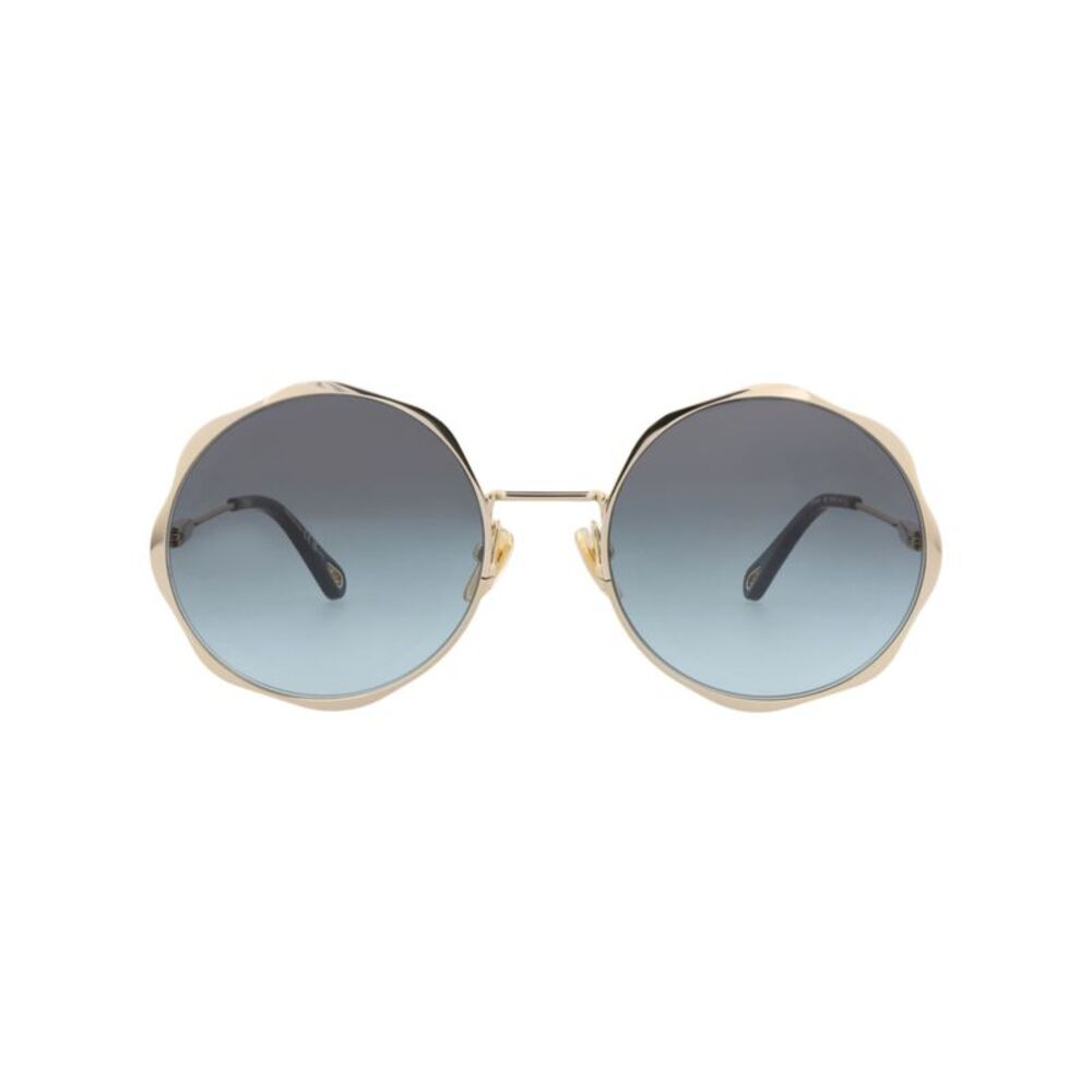 Chloé Round-Frame Metal Sunglasses Gold Womens